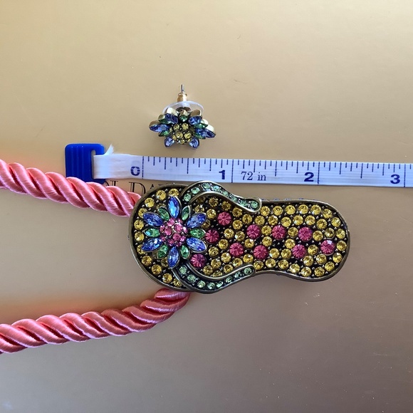 Heidi Daus Flipping Fabulous Crystal Pin Earrings and Silk Cord Multi - Picture 15 of 16